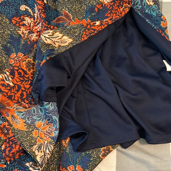 Julia Jordan Navy Fall Floral Puff Sleeve Midi Dress Tie Neck size 2 - Picture 13 of 14